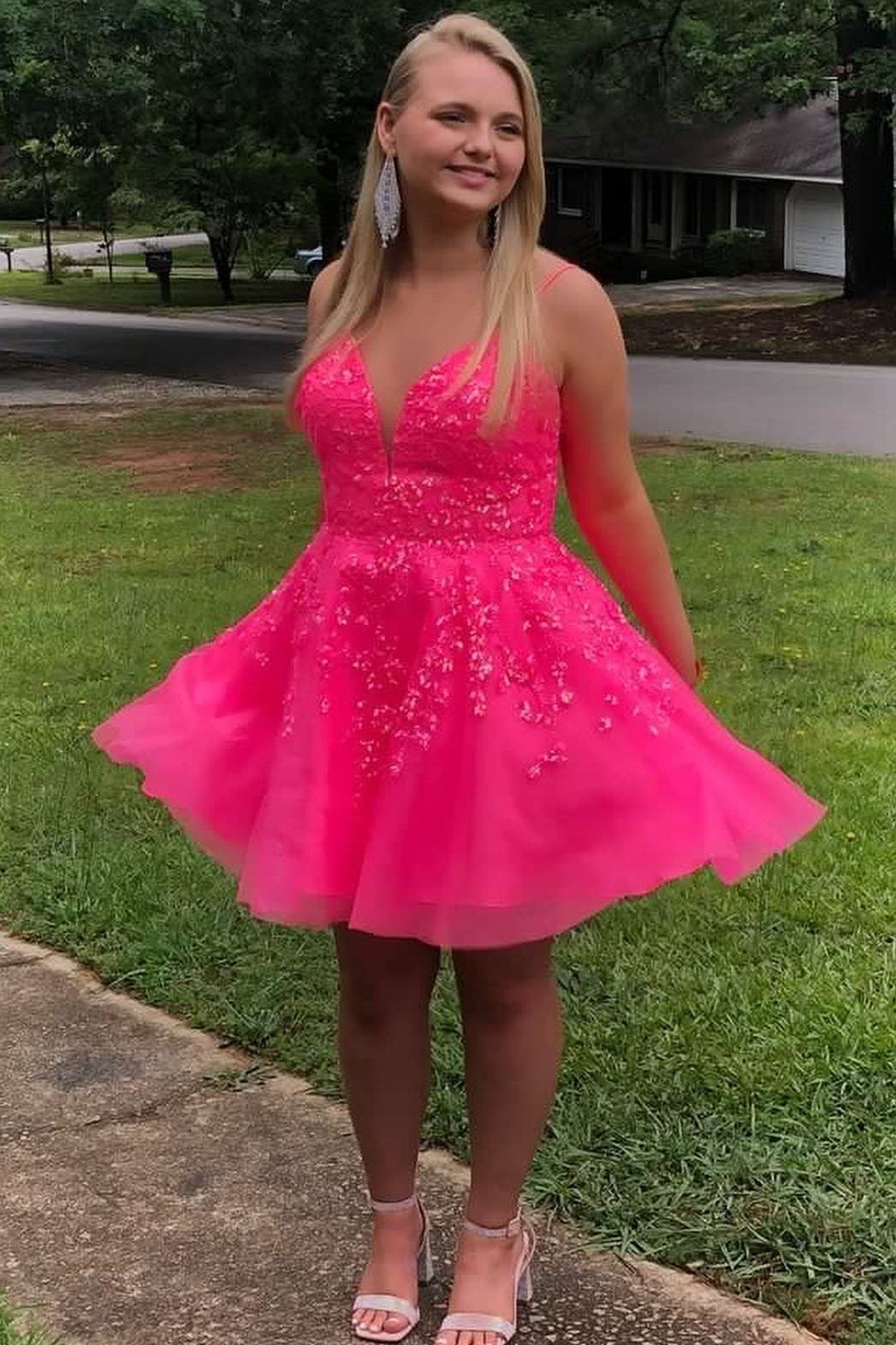 hot pink dresses for homecoming